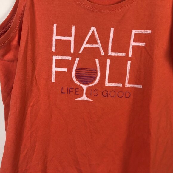 Life Is Good XXL Shirt Orange Round Neck Sleeveless Graphic Tee Pullover - Picture 3 of 5